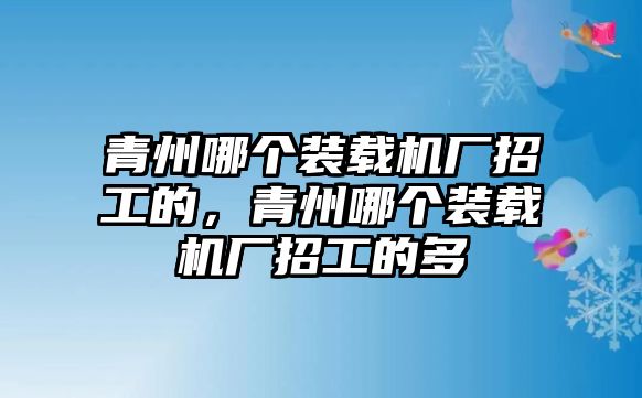 青州哪個裝載機廠招工的，青州哪個裝載機廠招工的多