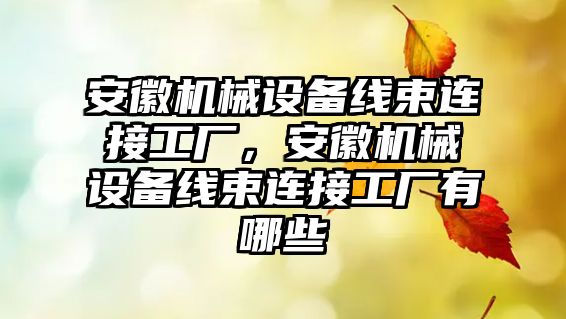 安徽機械設備線束連接工廠，安徽機械設備線束連接工廠有哪些