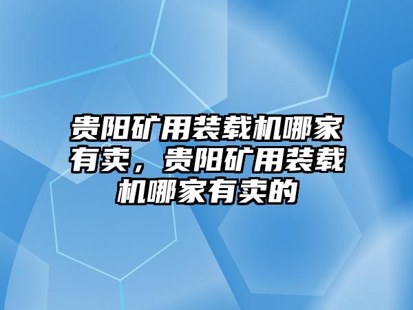 貴陽礦用裝載機哪家有賣，貴陽礦用裝載機哪家有賣的