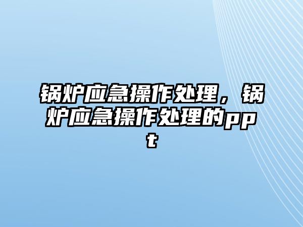 鍋爐應(yīng)急操作處理，鍋爐應(yīng)急操作處理的ppt