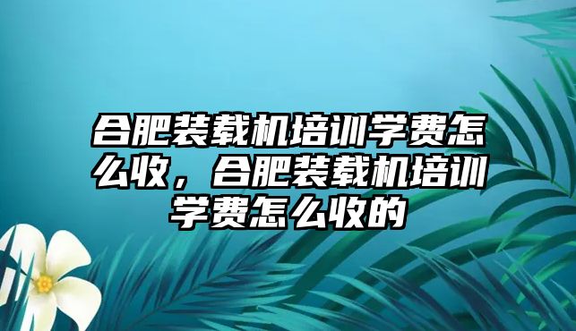 合肥裝載機培訓(xùn)學(xué)費怎么收，合肥裝載機培訓(xùn)學(xué)費怎么收的