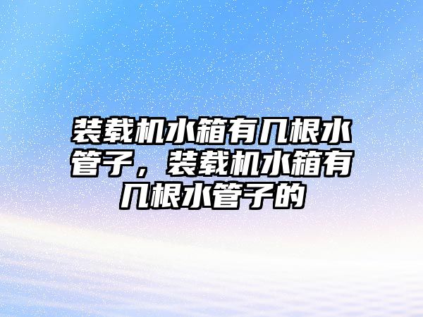 裝載機水箱有幾根水管子，裝載機水箱有幾根水管子的