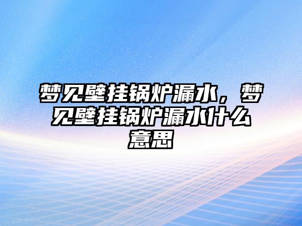 夢見壁掛鍋爐漏水，夢見壁掛鍋爐漏水什么意思