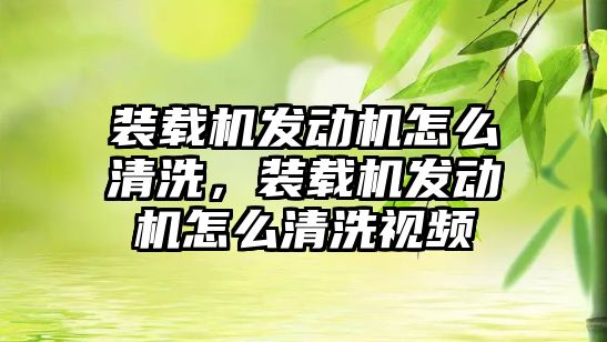 裝載機發(fā)動機怎么清洗，裝載機發(fā)動機怎么清洗視頻