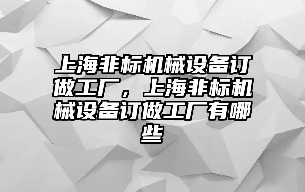 上海非標(biāo)機械設(shè)備訂做工廠，上海非標(biāo)機械設(shè)備訂做工廠有哪些